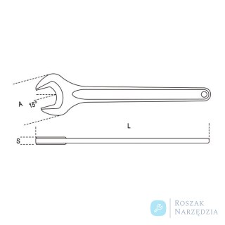 Klucz płaski jednostronny czerniony 110 mm, 53 Beta