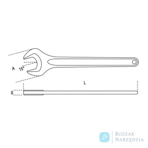 Klucz płaski jednostronny czerniony 120 mm, 53 Beta