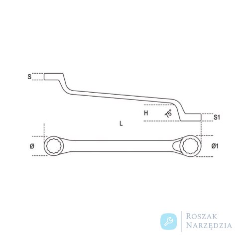 Klucz oczkowy odsadzony dwustronny 10x12 mm, 90 Beta