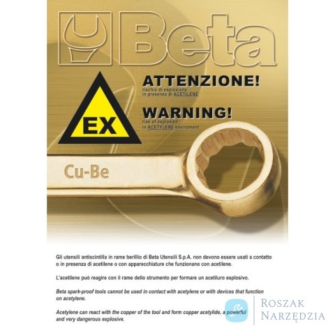 Klucz płasko-oczkowy nieiskrzący CU-BE 70 mm, 42BA Beta