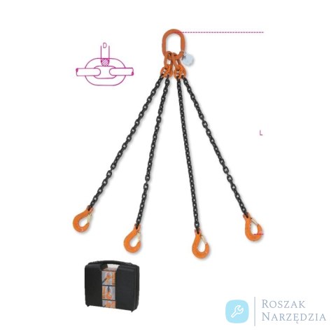 Zawiesie łańcuchowe 4-cięgnowe 8 mm 3 m, WLL 4,25 t Robur Zawiesie łańcuchowe 4-cięgnowe 8 mm 3 m, WLL 4,25 t Robur