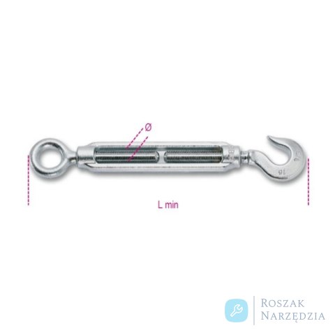 Nakrętka napinająca ucho-hak (śruba rzymska) ocynkowana M16, WFL 570 kg, L 322 mm Robur