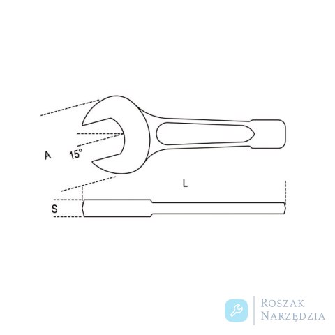 Klucz płaski jednostronny do pobijania 115 mm, 58 Beta