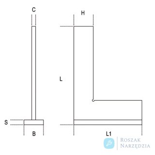 Kątownik ślusarski ze stopką 100 mm, 1668A Beta