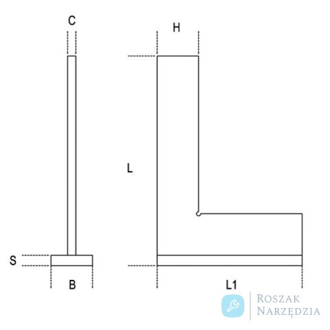 Kątownik ślusarski ze stopką 600 mm, 1670A Beta