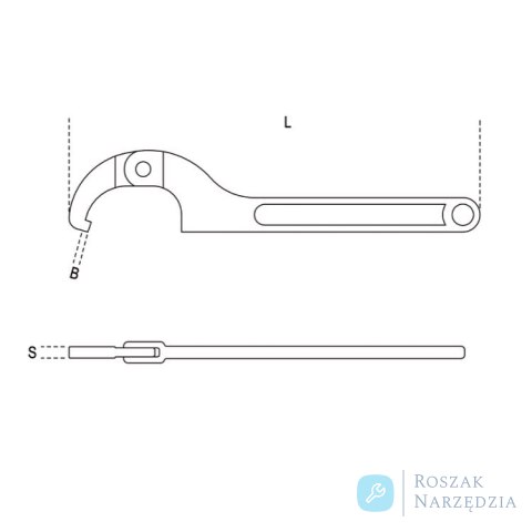 Klucz hakowy przegubowy z pazurem 120-180 mm, 99SQ Beta