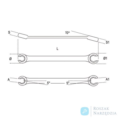 Klucz oczkowy półotwarty dwustronny 10x11 mm, 94 Beta