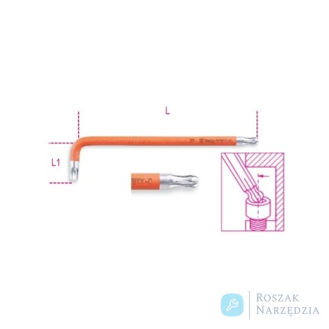 Klucz trzpieniowy TORX T30 kątowy z końcówką kulistą Beta