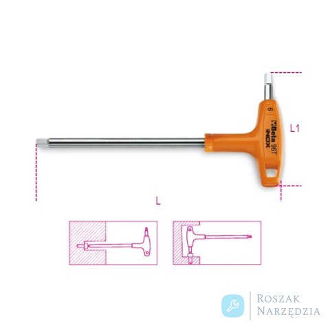 Klucz trzpieniowy imbusowy kątowy nierdzewny 10 mm, 96TINOX Beta