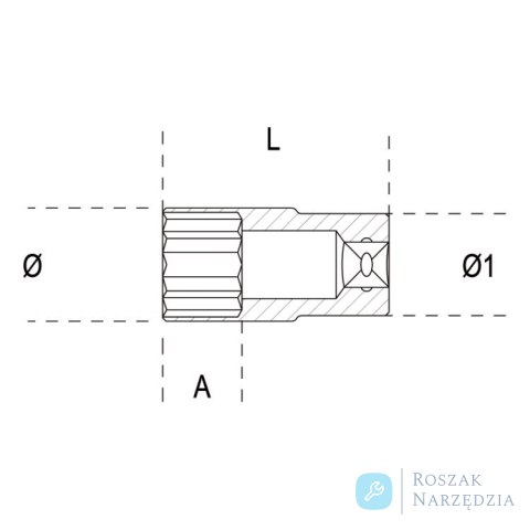 Nasadka 1/4" 6-kątna 9/16" długa, 900AS/L Beta Nasadka 1/4" 6-kątna 9/16" długa, 900AS/L Beta