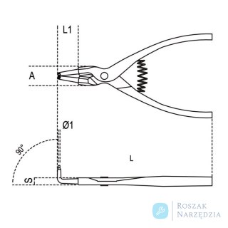 Szczypce do pierścieni segera 175 mm, Ø 19-60 mm Beta