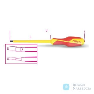 Wkrętak płaski wąski izolowany 1000V 0.5x3x100 mm, 1274MQ Beta