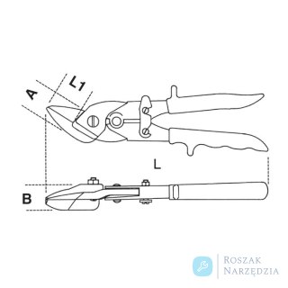 Nożyce dźwigniowe do blachy, cięcie proste i lewostronne 250 mm, 1126 Beta