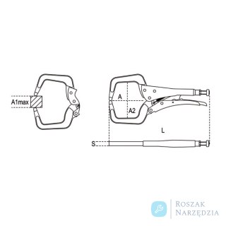 Szczypce Morse'a aluminiowe nastawne samoblokujące ze szczekami typu C 275 mm, 1062AL/275 Beta