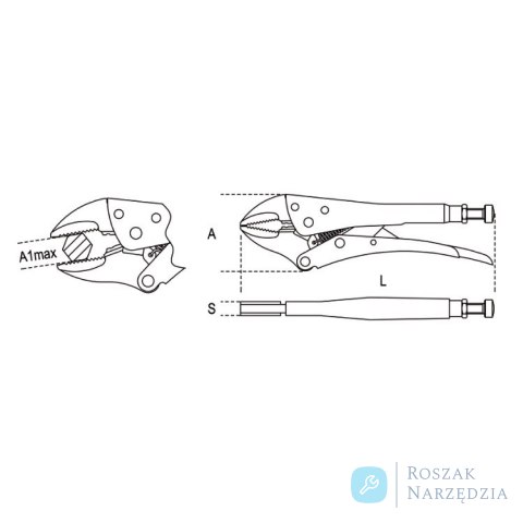 Szczypce Morse'a nastawne samoblokujące 140 mm, 1052/140 Beta