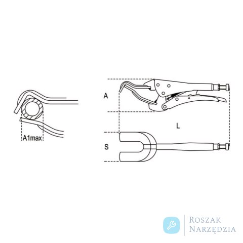 Szczypce Morse'a nastawne samoblokujące ze szcząkami widełkowymi 275 mm, 1061/275 Beta