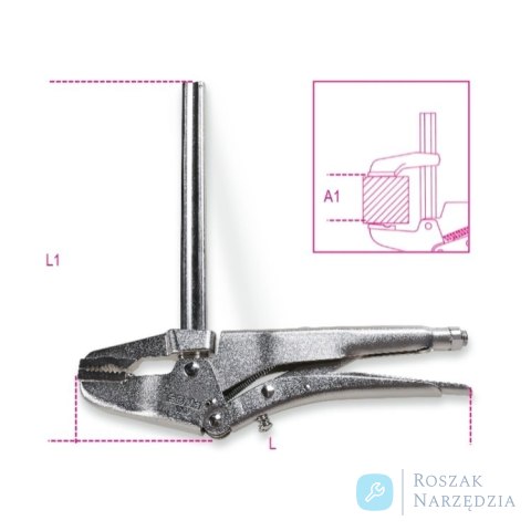 Szczypce Morse'a nastawne samoblokujące ze szczęką na prowadnicy 160 mm, 1059/160 Beta