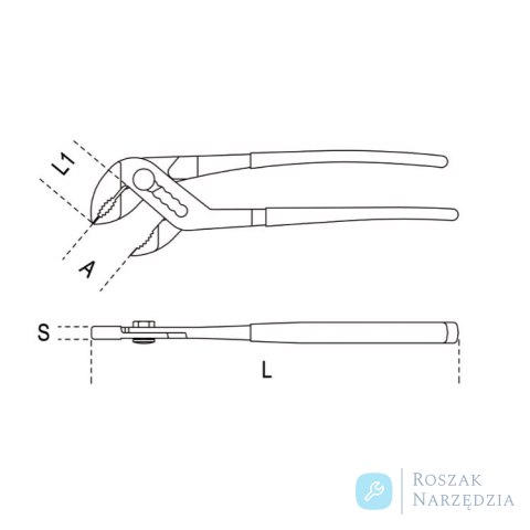 Szczypce nastawne 180 mm, max. otwarcie 30 mm, 1047/180 Beta