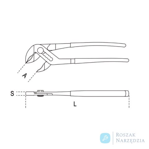 Szczypce nastawne nieiskrzące CU-BE 250 mm, max. otwarcie 32 mm, 1046BA/250 Beta