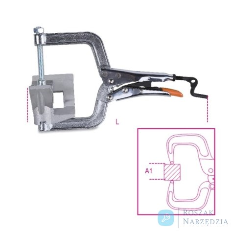 Szczypce nastawne samoblokujące do zaciskania narożników blachy 90° 210 mm, 1066 Beta