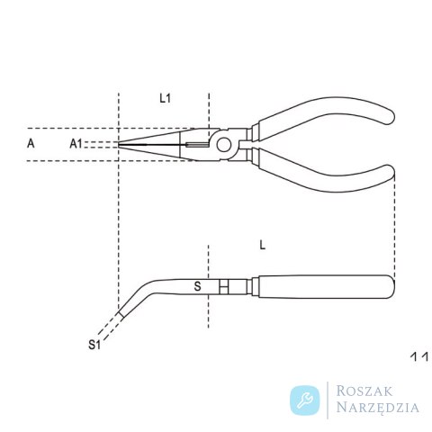 Szczypce płaskie odgięte 45° izolowane do 1000V 160 mm, 1164MQ/160 Beta