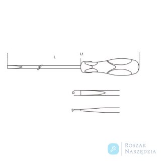 Wkrętak płaski wąski 1,2x6,5x400 mm, 1294L Beta