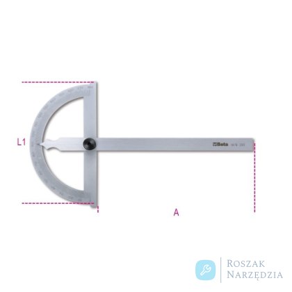 Kątomierz łukowy 210 mm, skala 1°, 1676/200 Beta