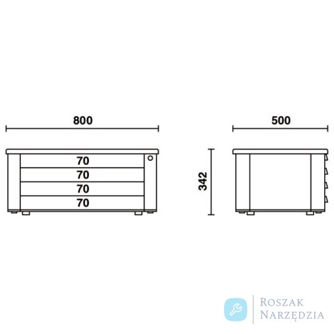 Skrzynia narzędziowa stalowa z 4 szufladami 342x805x505 mm, czerwona, 3900/C39SMG Beta