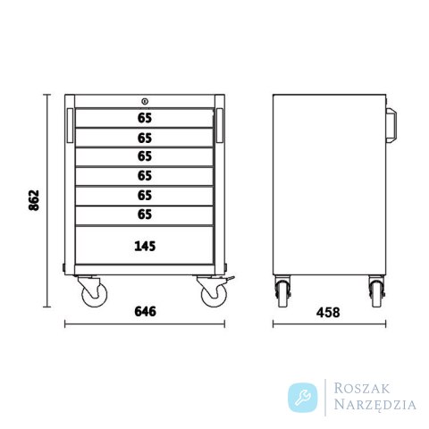 Wózek narzędziowy 7 szuflad do systemu C45PRO, 4500/C45PRO/C7 Beta