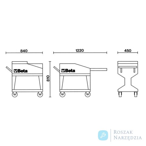 Wózek narzędziowy Tank 810x840x450 mm, pomarańczowy, 2500/C25 Beta