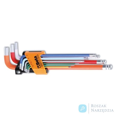 Zestaw 9 kluczy trzpieniowych kątowych imbusowych z końcówką kulistą 1,5-10 mm w uchwycie, 96BP-CL/SC9 Beta