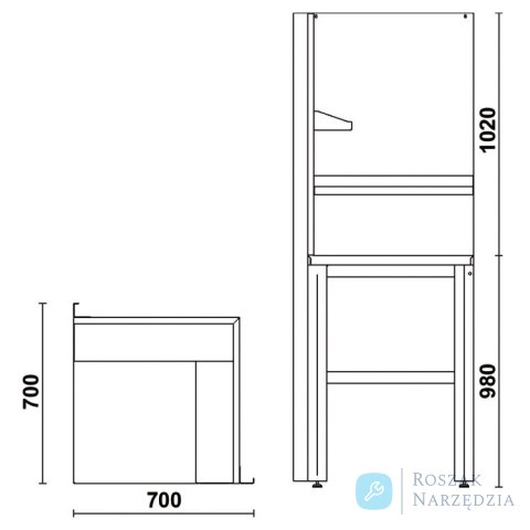 Moduł narożny wolnostojący z panelami perforowanymi RSC55 2000x700x700 mm, szary z pomarańczowym, 5500/C55AC-G Beta