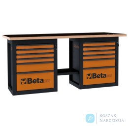 Stół warsztatowy 'Endurance' z 2 szafkami narzędziowymi, 12 szuflad, pomarańczowy, 5900/C59B-O Beta