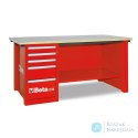 Stół warsztatowy MasterCargo z szafką i 5 szufladami 830x1900x790 mm, czerwony, 5700/C57S/D-R Beta