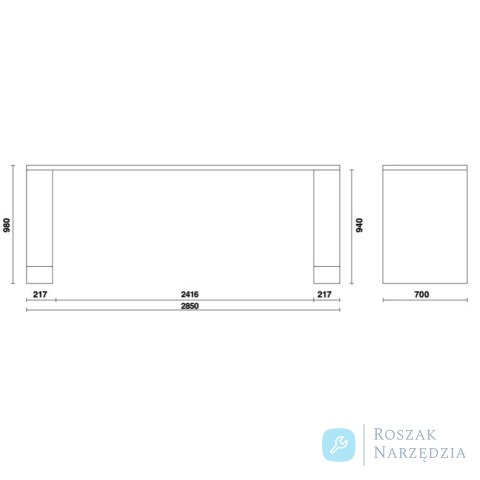 Stół warsztatowy RSC55 2850x980x700 mm, szary z pomarańczowym, 5500/C55BO/2.8 Beta