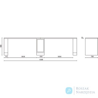 Stół warsztatowy RSC55 4100x980x700 mm, szary, 5500/C55B-D4/G Beta