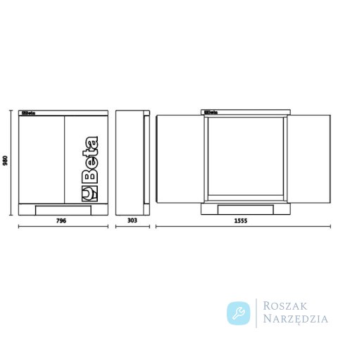 Szafka narzędziowa Cargo do systemu RSC55 980x796/1555x303 mm, szara z pomarańczowym, 5500/C55C Beta