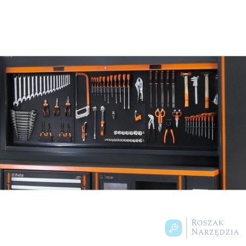 Tablica narzędziowa RSC55 z roletą 1024x2050x160 mm i zestawem 50 haków, szara, 5500/C55PSE-G Beta