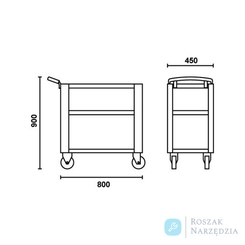 Wózek narzędziowy 3-półkowy 900x800x400 mm, czerwony, 5100/C51R Beta