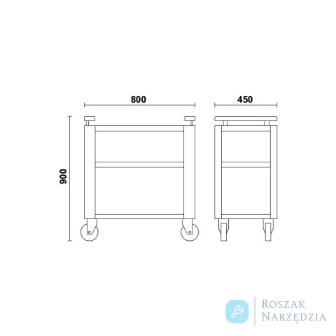 Wózek narzędziowy z 3 półkami RSC55 szary, 5500/C55T3 Beta