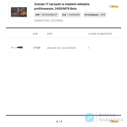 Zestaw 17 narzędzi w miękkim wkładzie profilowanym, 2450/M78 Beta