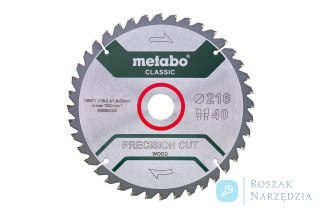 PIŁA TARCZOWA PRECISION CUT WOOD 216*30MM Z40 METABO