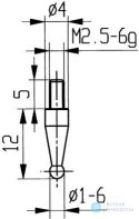 Koncowka pomiarowa ze wstawkami z weglika spiek,kulista typ 18/ 1,0mm KÄFER