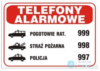 TABLICA 25*17.5CM TELEFONY ALARMOWE UN