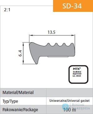 USZCZELKA SAMOPRZYLEPNA CZARNA SD-34/4-0 13.5*6.4MM MB STOMIL