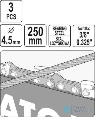 PILNIK OKRĄGŁY DO ŁAŃCUCHÓW 4.5MM 3 SZT. YATO