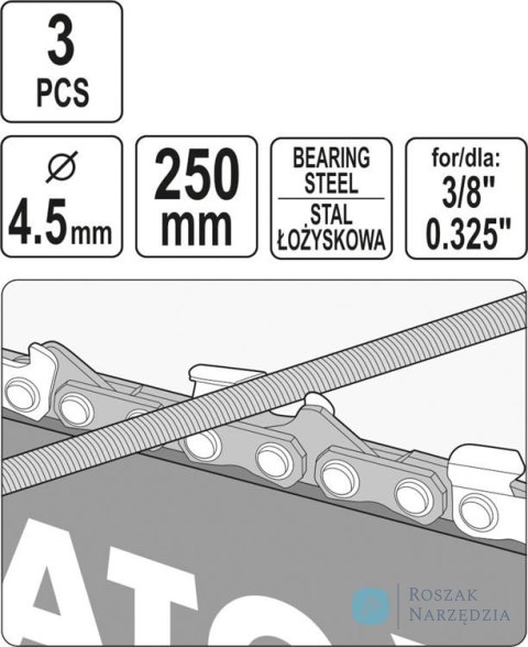 PILNIK OKRĄGŁY DO ŁAŃCUCHÓW 4.5MM 3 SZT. YATO