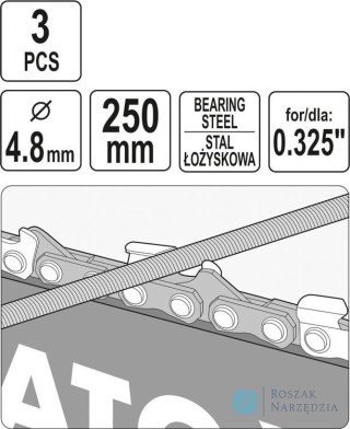 PILNIK OKRĄGŁY DO ŁAŃCUCHÓW 4.8MM 3 SZT. YATO