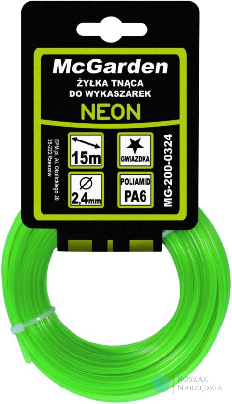 ŻYŁKA DO WYKASZARKI GWIAZDKA NEON 2.7MM 15M MC GARDEN