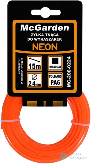 ŻYŁKA DO WYKASZARKI KWADRAT NEON 2,0MM 15M MC GARDEN